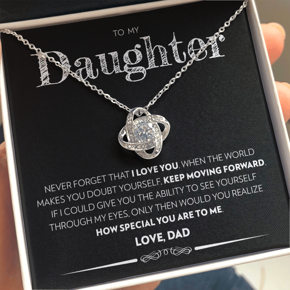 Daughter (From Dad) - Keep Moving Forward - Love Knot Necklace