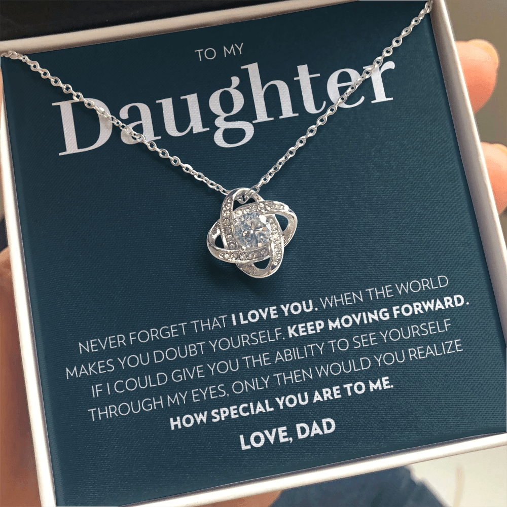 Daughter (From Dad) - Keep Moving Forward - Love Knot Necklace