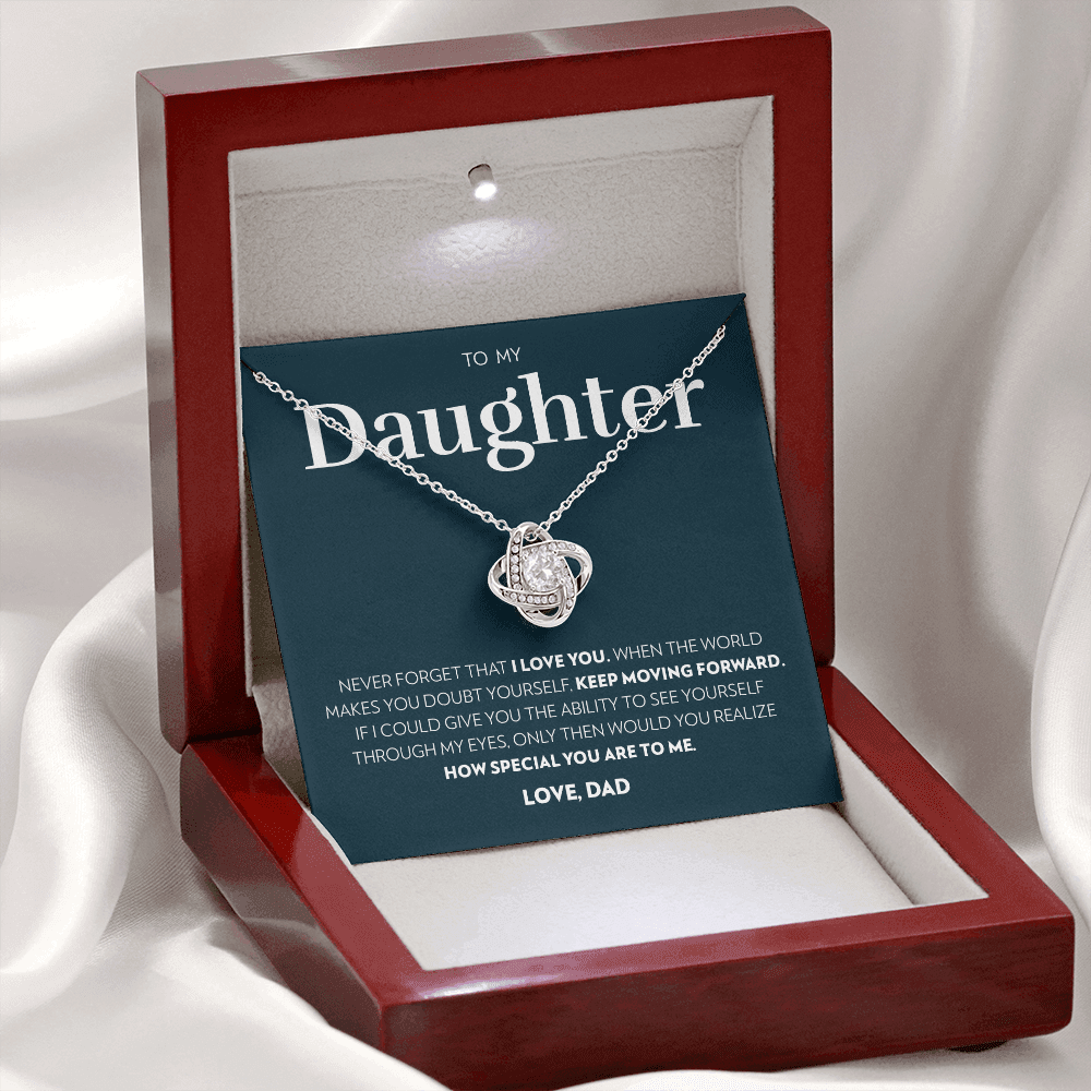 Daughter (From Dad) - Keep Moving Forward - Love Knot Necklace