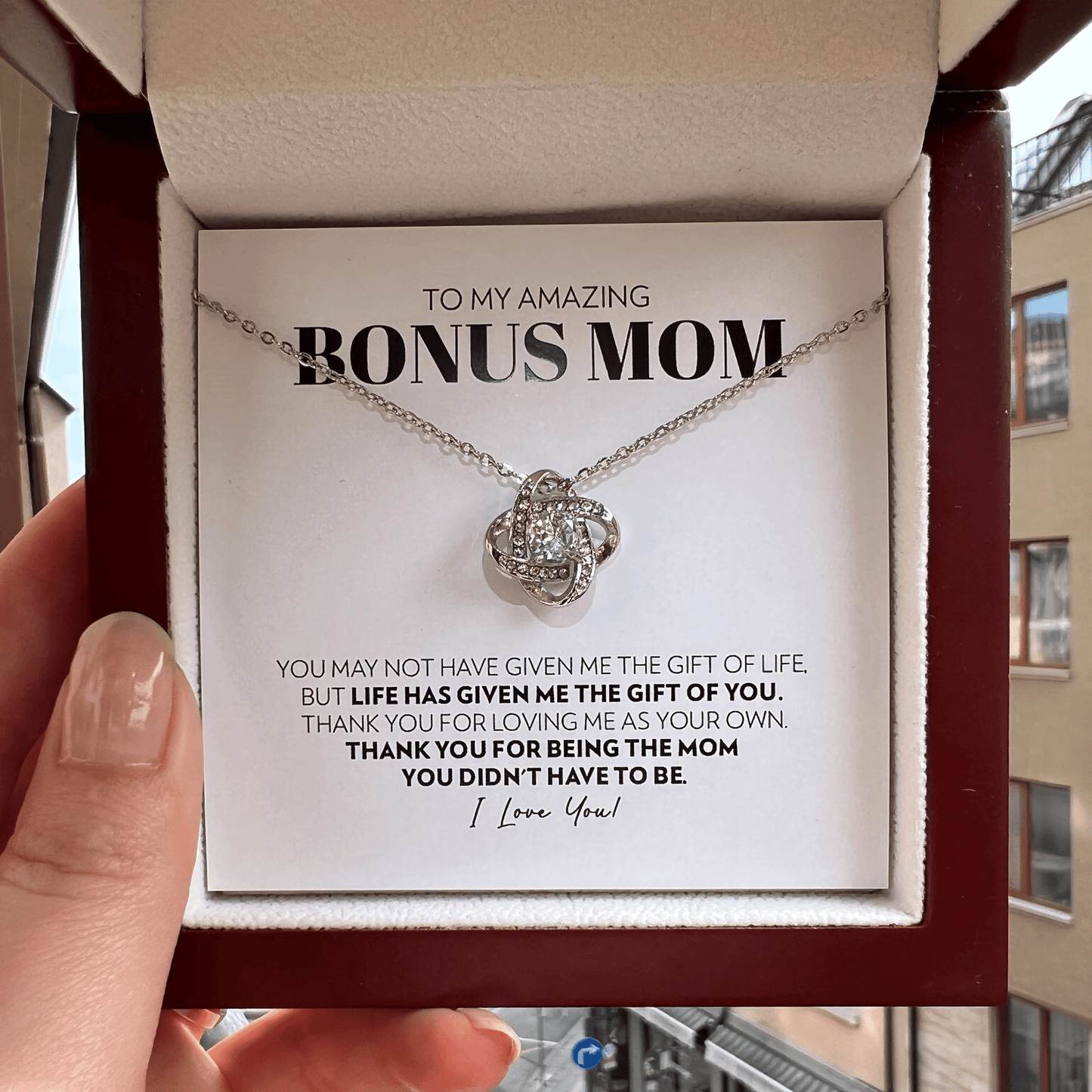 Bonus Mom - Thank You - Love Knot Necklace